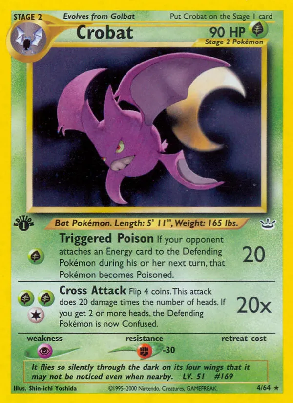 2001 Neo Revelation Crobat #04/64 Rare Holo card image