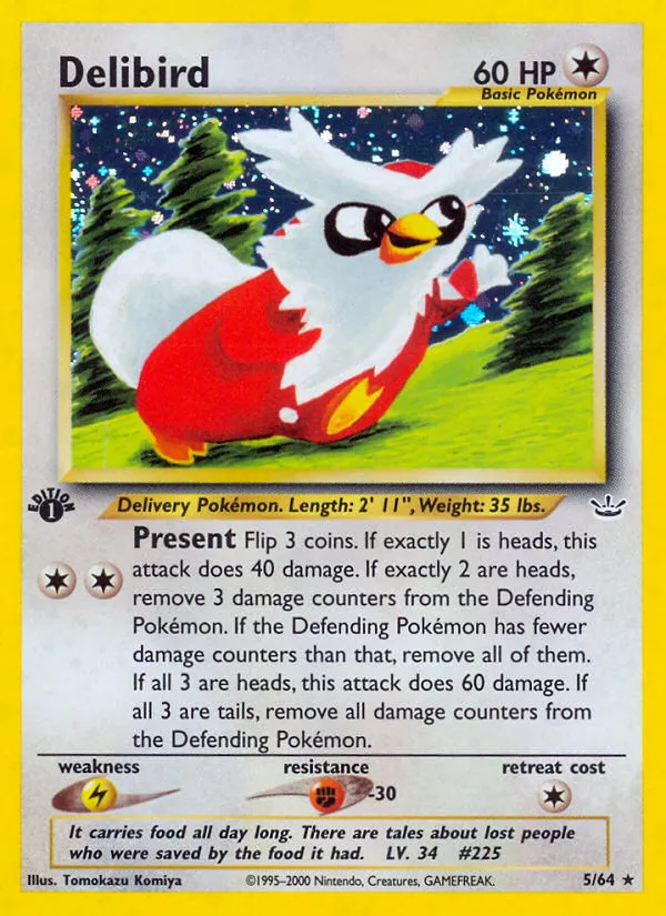 2001 Neo Revelation Delibird #05/64 Rare Holo card image