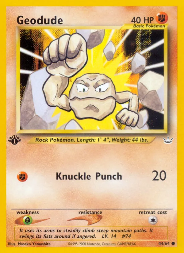 2001 Neo Revelation Geodude #44/64 Common card image