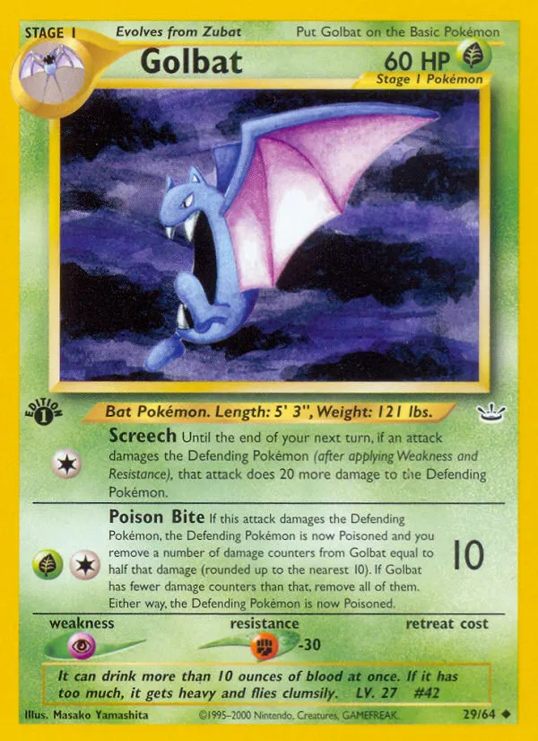 2001 Neo Revelation Golbat #29/64 Uncommon card image