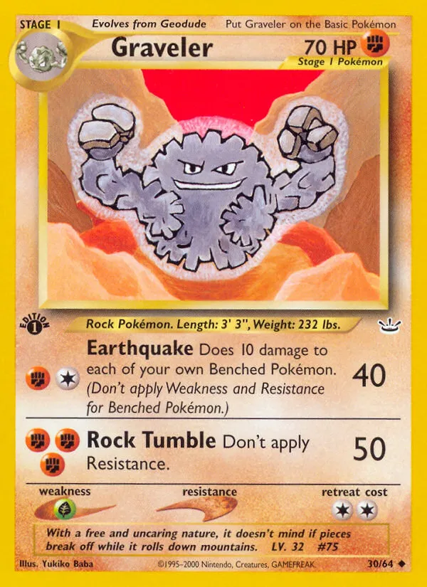 2001 Neo Revelation Graveler #30/64 Uncommon card image