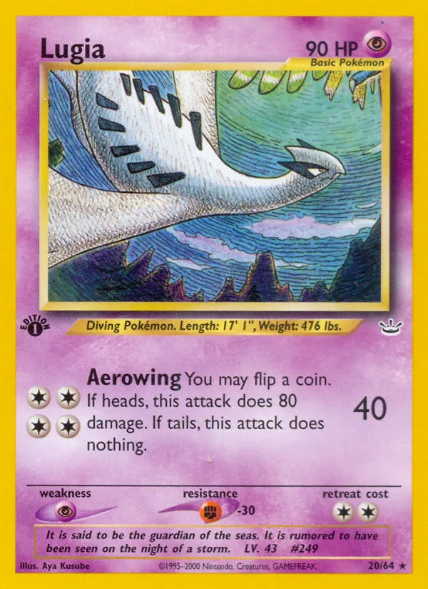 2001 Neo Revelation Lugia #20/64 Rare card image