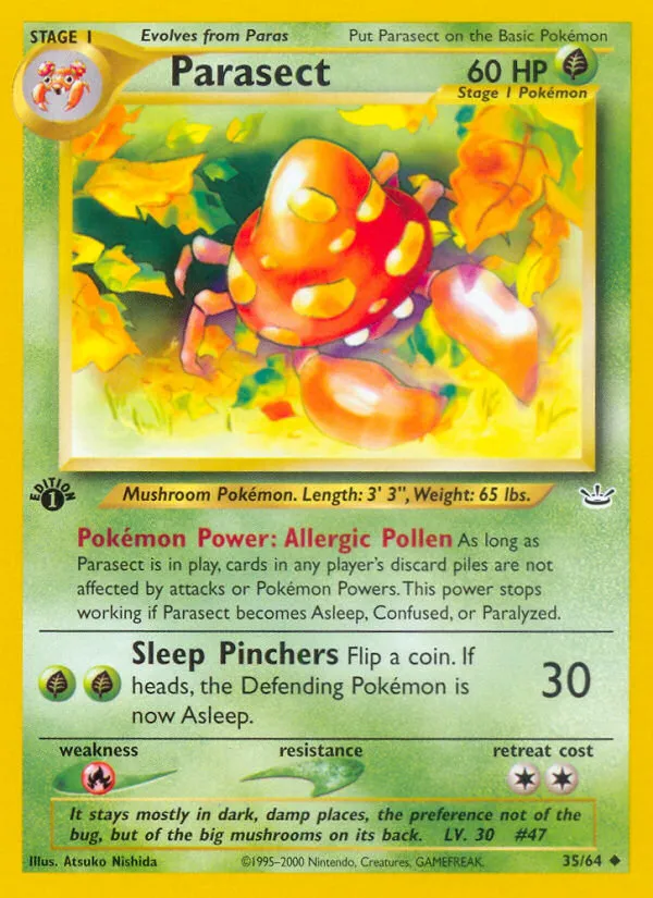 2001 Neo Revelation Parasect #35/64 Uncommon card image