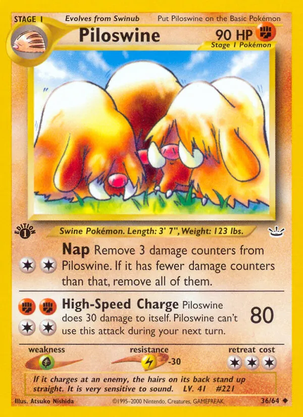2001 Neo Revelation Piloswine #36/64 Uncommon card image