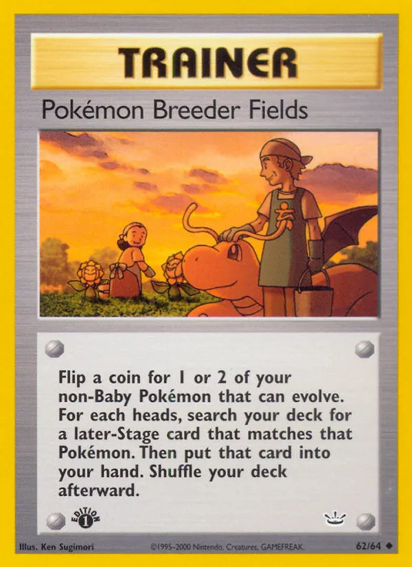 2001 Neo Revelation Pokémon Breeder Fields #62/64 Uncommon card image