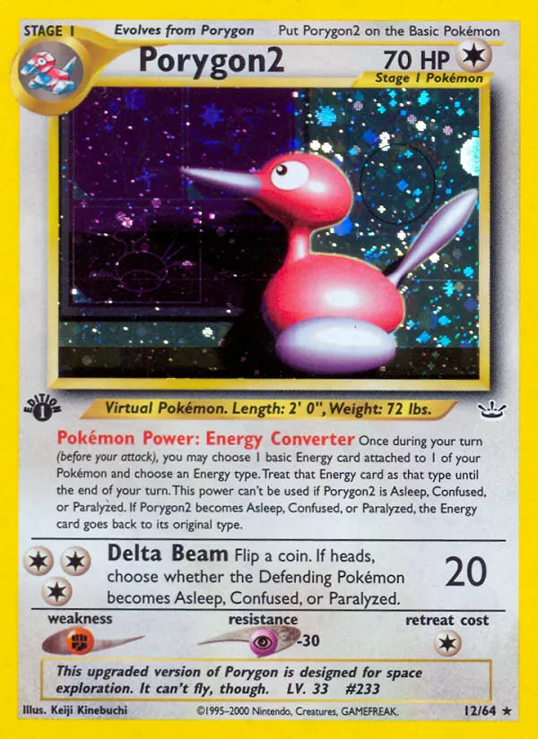 2001 Neo Revelation Porygon2 #12/64 Rare Holo card image