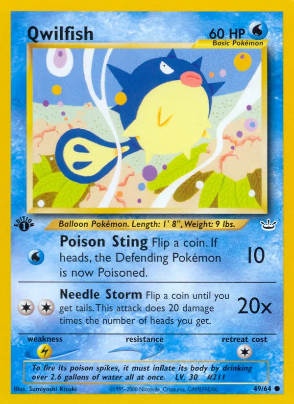 2001 Neo Revelation Qwilfish #49/64 Common card image