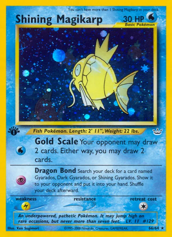 2001 Neo Revelation Shining Magikarp #66/64 Rare Shining card image