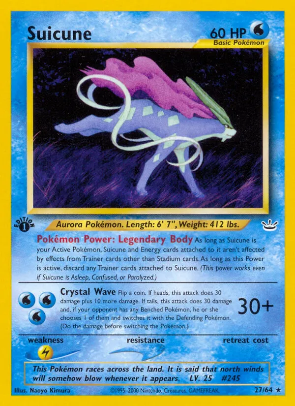 2001 Neo Revelation Suicune #14/64 Rare Holo card image