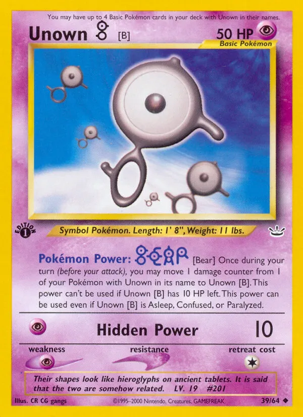2001 Neo Revelation Unown [B] #39/64 Uncommon card image