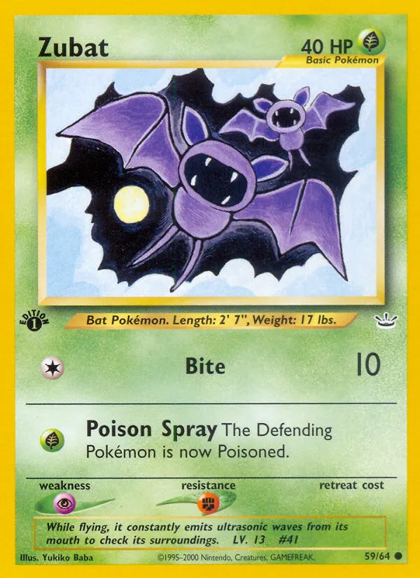 2001 Neo Revelation Zubat #59/64 Common card image