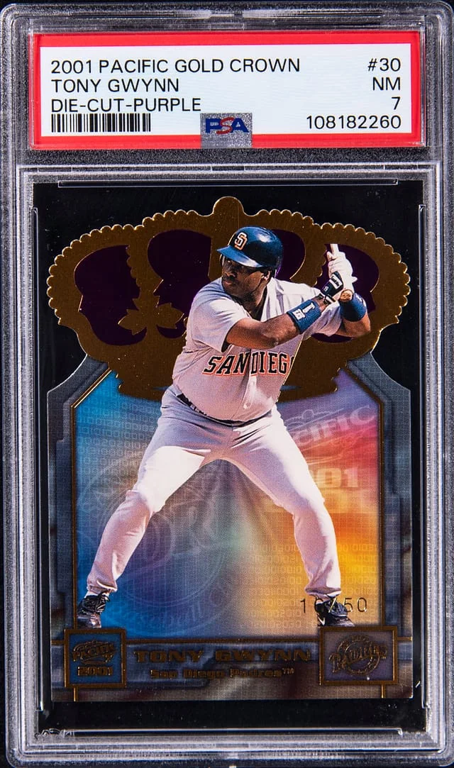 2001 Pacific Crown Gold Die-Cut Purple Tony Gwynn #30 card image