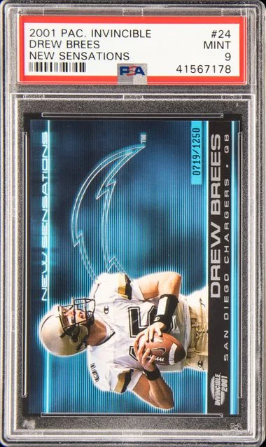 2001 Pacific Invincible New Sensations Drew Brees #24 card image
