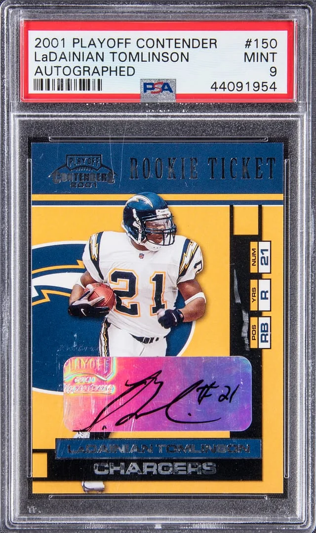 2001 Playoff Contenders LaDainian Tomlinson Ticket Autograph #150 card image