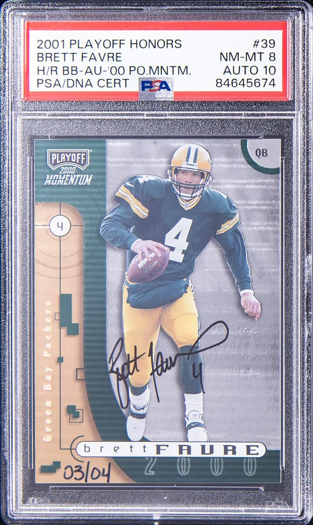 2001 Playoff Honors Brett Favre Honor Roll Buyback Autograph 2000 Momentum #39 card image