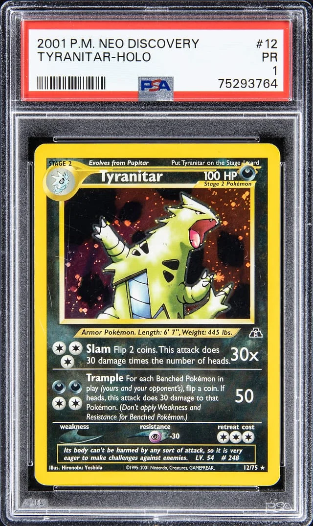 2001 P.M Neo Discovery Holo Tyranitar #12 card image
