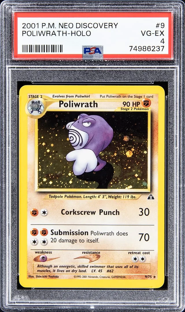 2001 P.M Neo Discovery Holofoil Poliwrath #9 card image