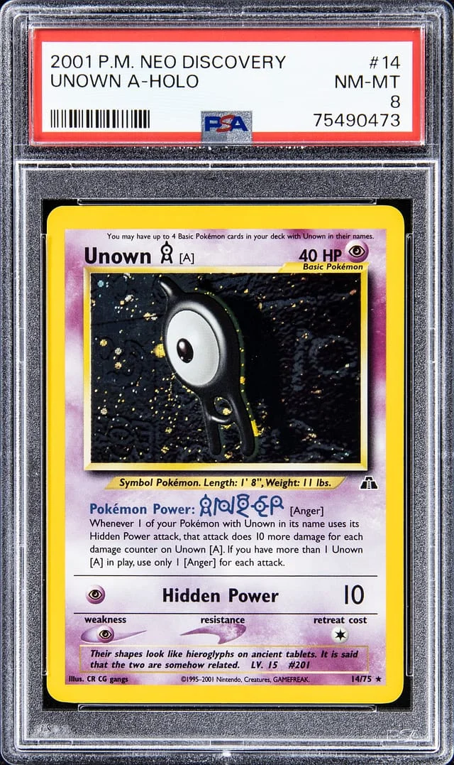 2001 P.M Neo Discovery Holofoil Unown A #14 card image