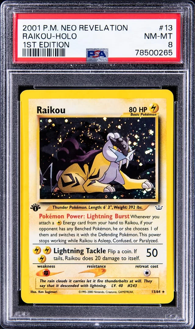 2001 Pokemon 1st Edition Rare Holofoil Raikou #13 card image