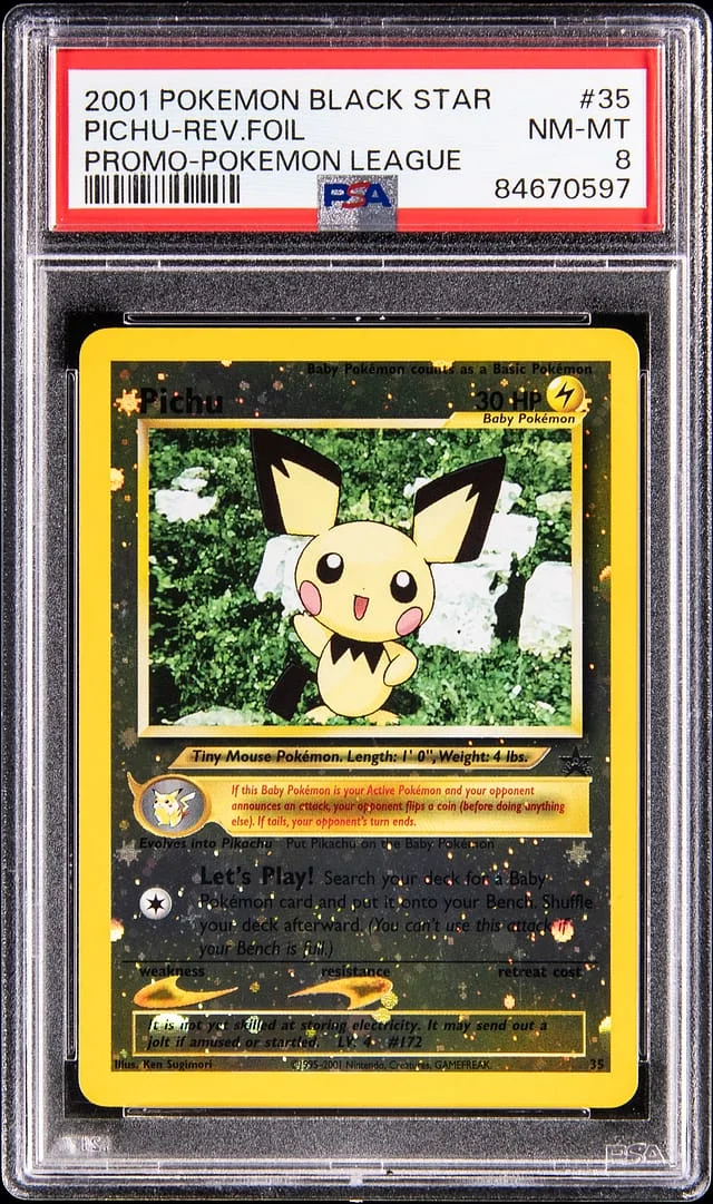 2001 Pokemon Black Star Promo Pokemon League Reverse Holo Pichu #35 card image
