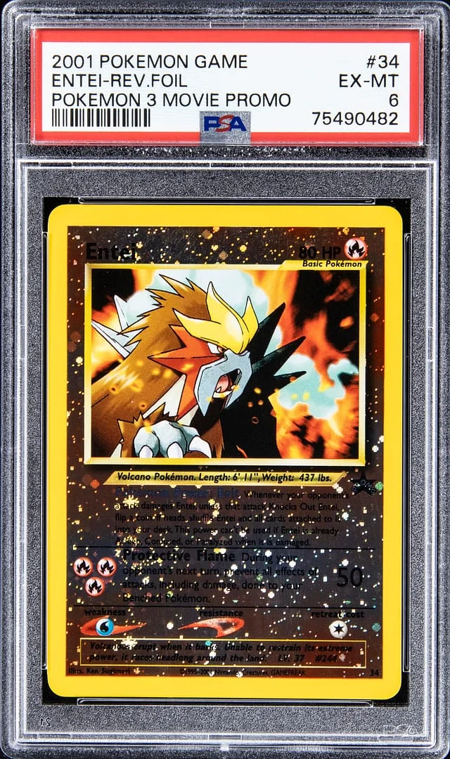 2001 Pokemon Game Reverse Holofoil Pokemon 3 Movie Promo Entei #34 card image