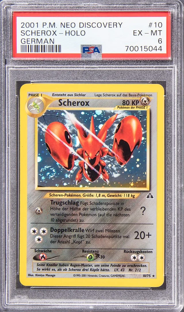 2001 Pokemon German Neo Discovery Rare Holofoil Scherox Scizor #10 card image