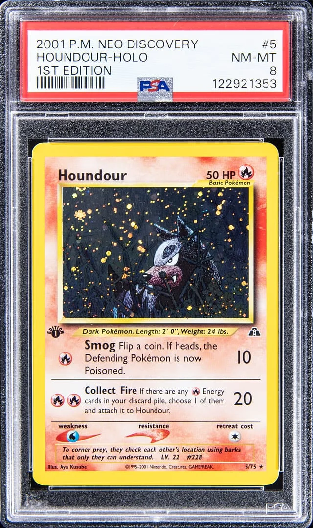 2001 Pokemon Neo Discovery 1st Edition Holofoil Houndour #5 card image