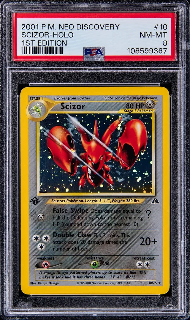 2001 Pokemon Neo Discovery 1st Edition Holofoil Scizor #10 card image