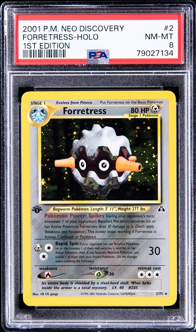 2001 Pokemon Neo Discovery 1st Edition Rare Holofoil Forretress #2 card image