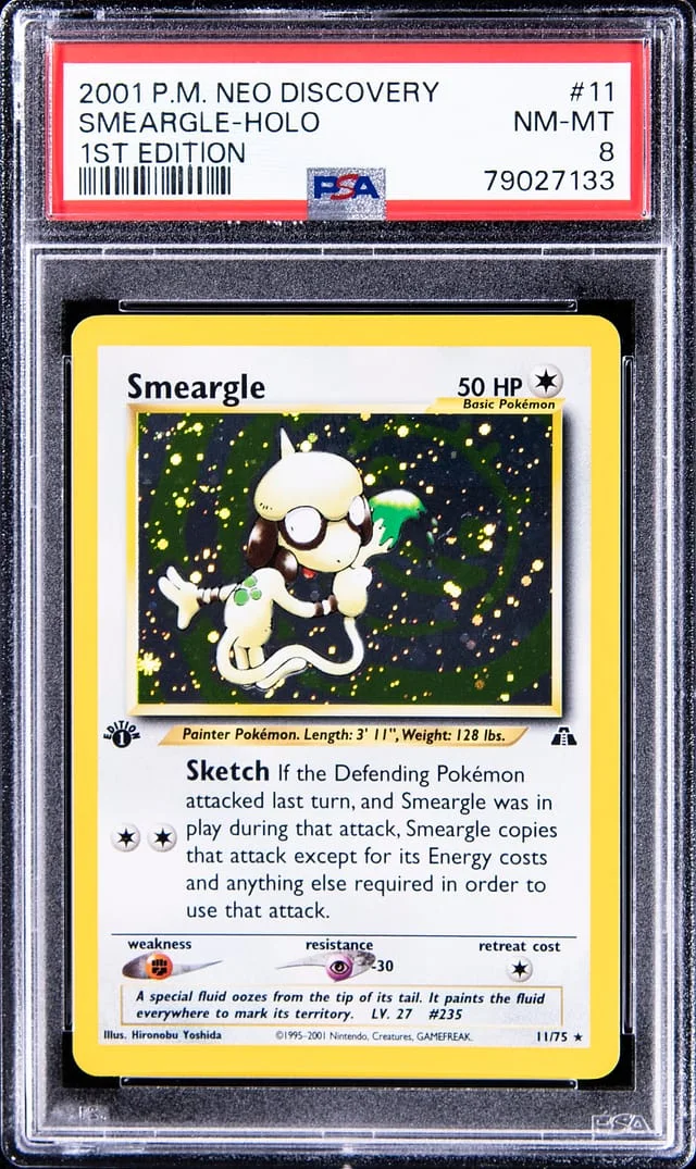 2001 Pokemon Neo Discovery 1st Edition Rare Holofoil Smeargle #11 card image