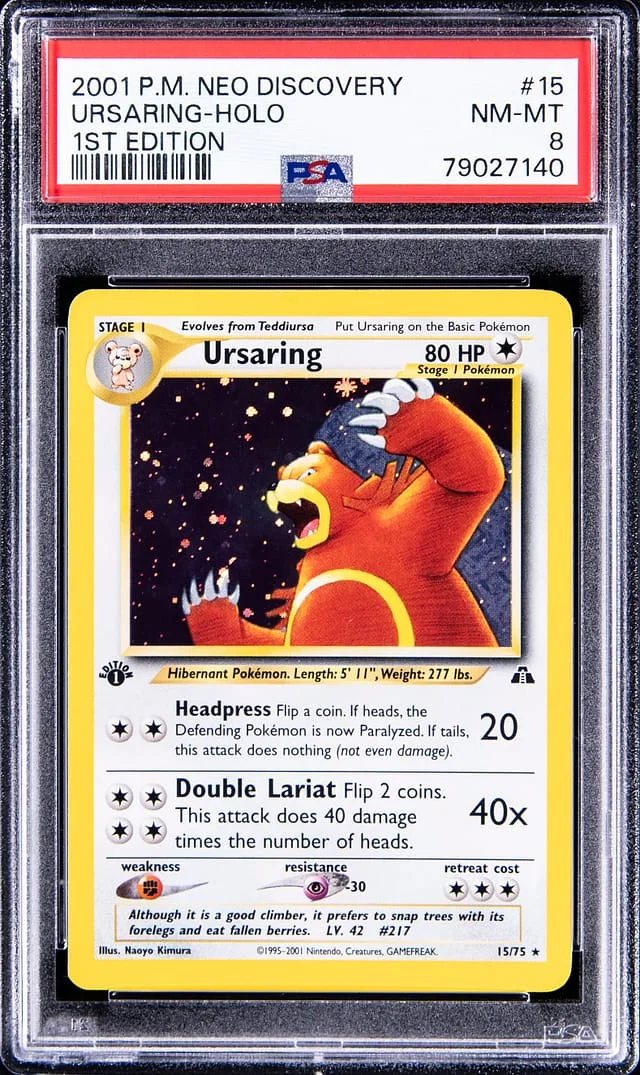 2001 Pokemon Neo Discovery 1st Edition Rare Holofoil Ursaring #15 card image