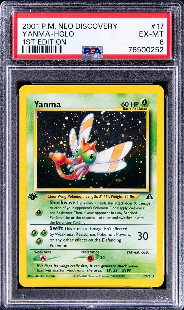 2001 Pokemon Neo Discovery 1st Edition Rare Holofoil Yanma #17 card image