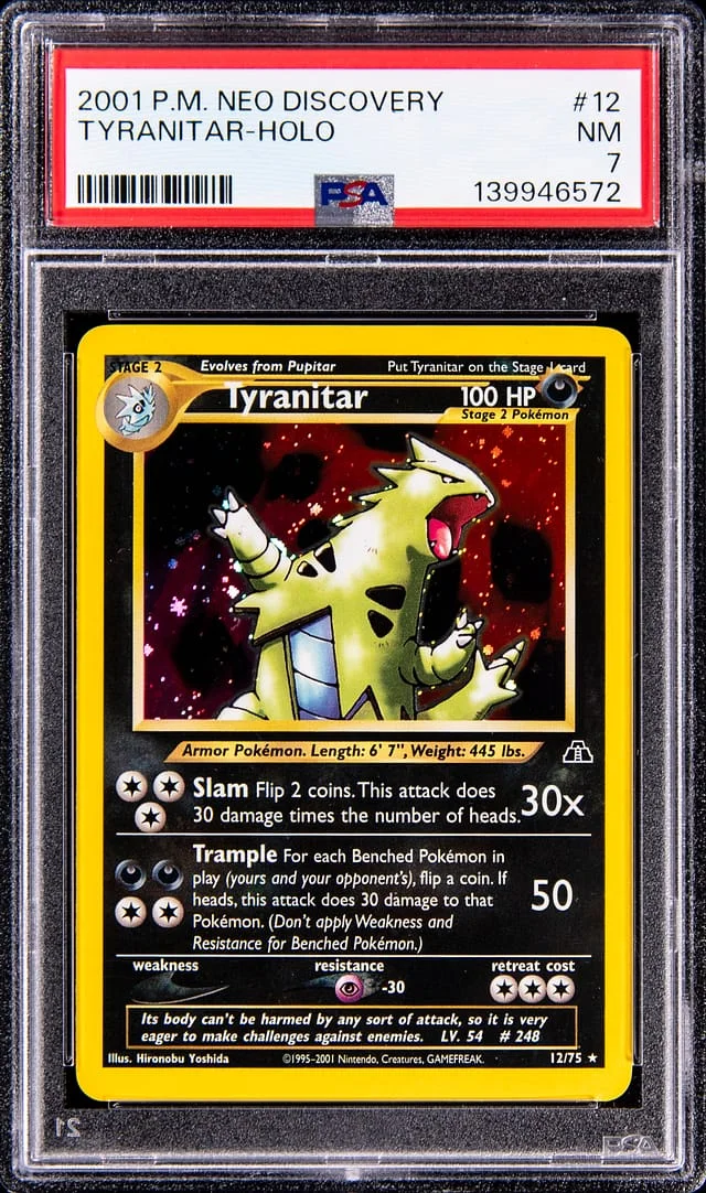 2001 Pokemon Neo Discovery Holo Tyranitar #12 card image