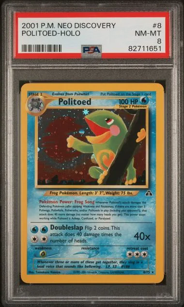 2001 Pokemon Neo Discovery Politoed-Holo #8 card image