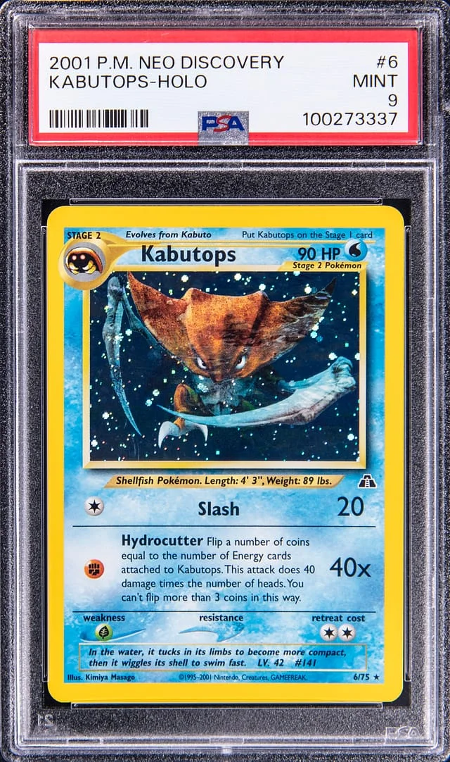 2001 Pokemon Neo Discovery Rare Holofoil Kabutops #6 card image