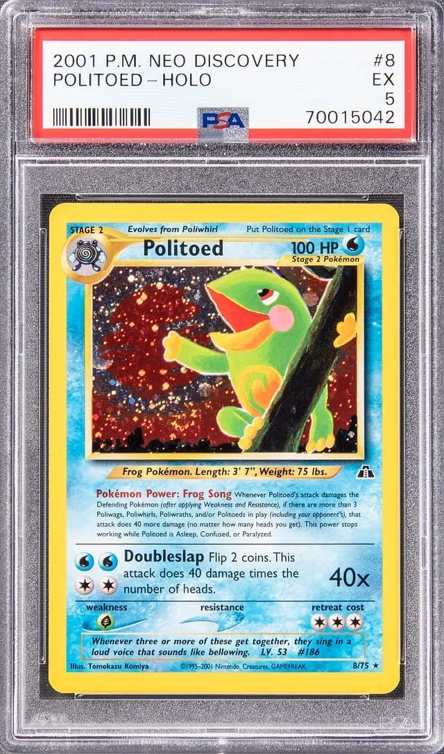 2001 Pokemon Neo Discovery Rare Holofoil Politoed #8 card image