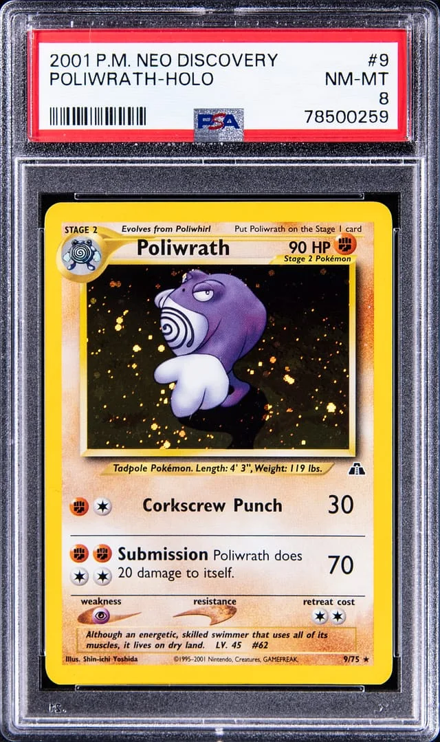2001 Pokemon Neo Discovery Rare Holofoil Poliwrath #9 card image