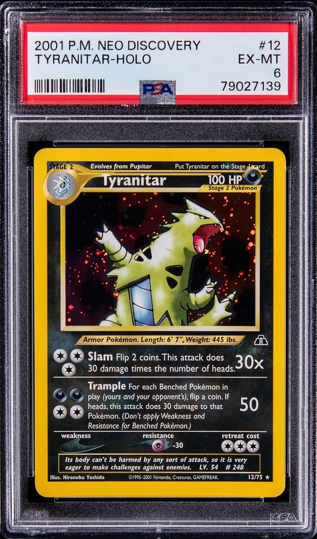 2001 Pokemon Neo Discovery Rare Holofoil Tyranitar #12 card image