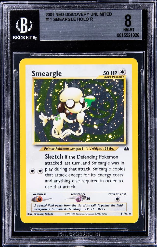 2001 Pokemon NEO Discovery Unlimited Holo R Smeargle #11 card image