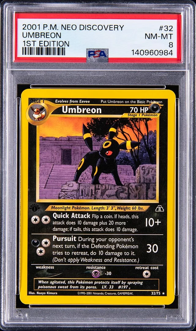 2001 Pokemon Neo Genesis 1st Edition Umbreon #32 card image