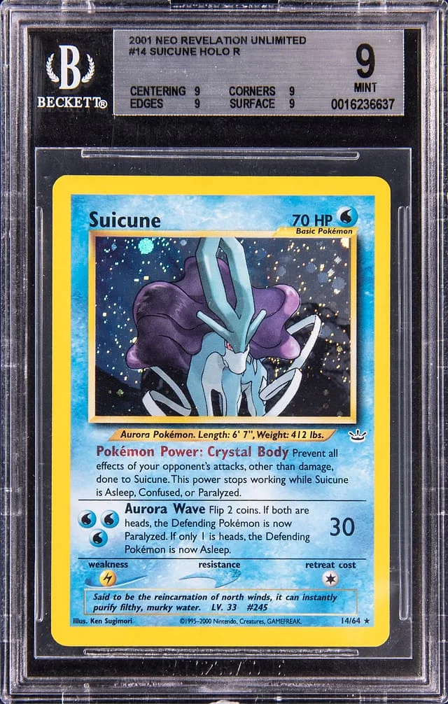 2001 Pokemon Neo Revalaton Unlimited Holo Suicune #14 card image