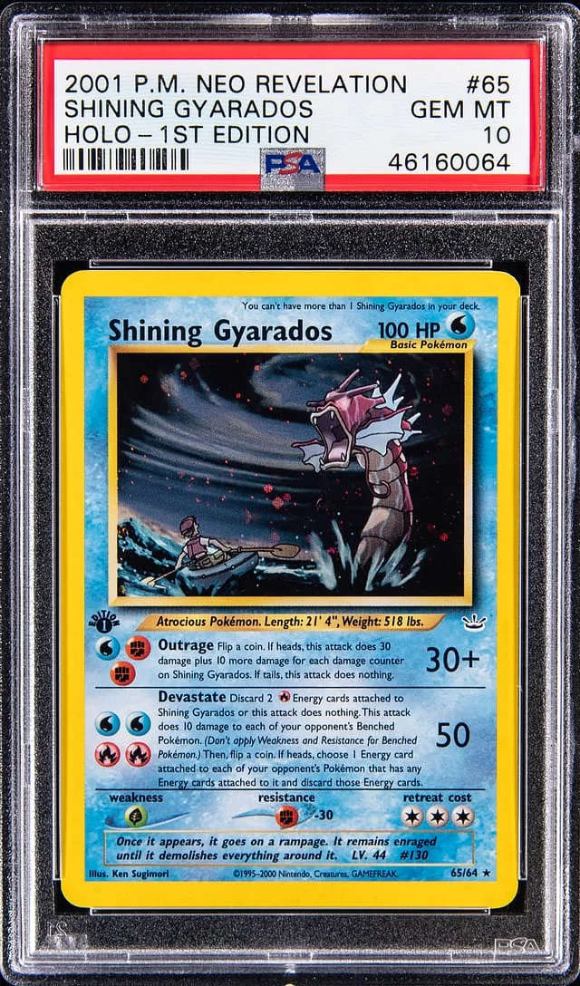 2001 Pokemon Neo Revelation 1st Edition Holo Shining Gyarados #65 card image