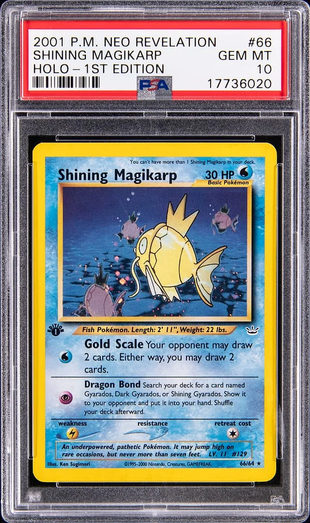 2001 Pokemon Neo Revelation 1st Edition Holo Shining Magikarp #66 card image