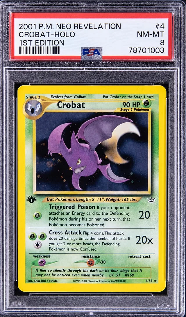 2001 Pokemon Neo Revelation 1st Edition Rare Holofoil Crobat #4 card image