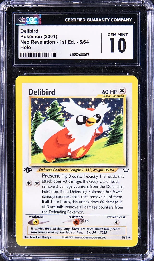 2001 Pokemon Neo Revelation 1st Edition Rare Holofoil Delibird #5 card image