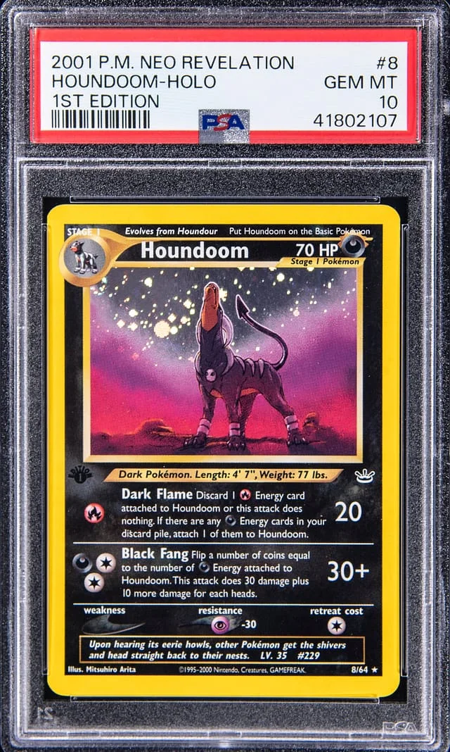 2001 Pokemon Neo Revelation 1st Edition Rare Holofoil Houndoom #8 card image