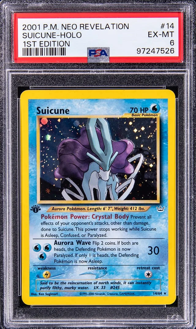 2001 Pokemon Neo Revelation 1st Edition Rare Holofoil Suicune #14 card image