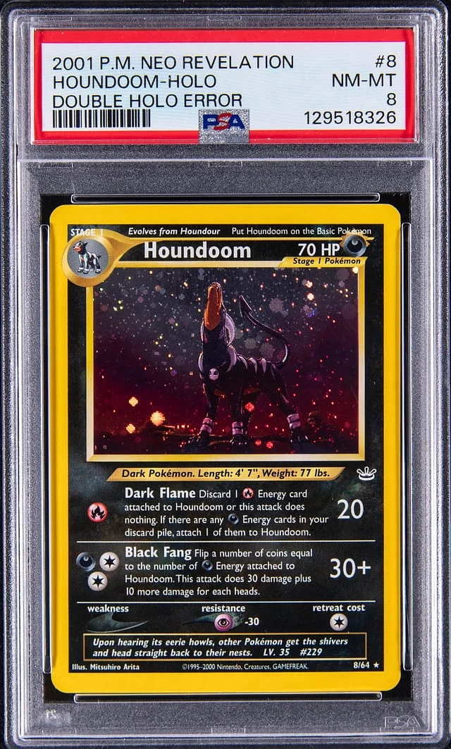 2001 Pokemon Neo Revelation Double Holo Error Houndoom #8 card image