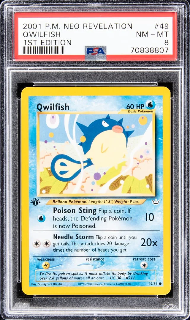 2001 Pokemon Neo Revelation First Edition Qwilfish #49 card image