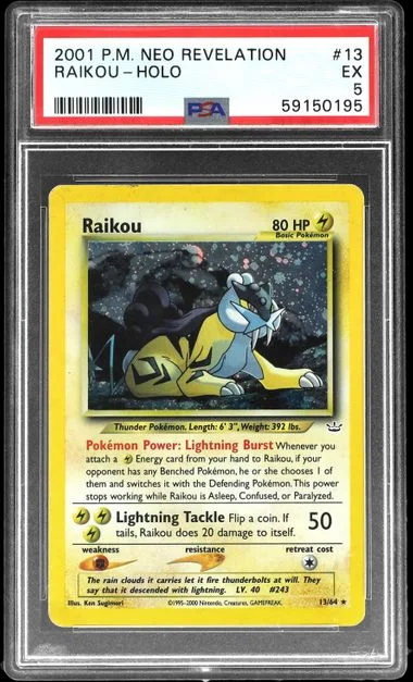 2001 Pokemon Neo Revelation Holofoil Raikou #13 card image